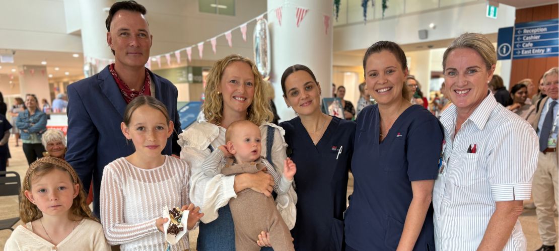 The Espie family and midwives celebrating the 1st anniversary of TVH