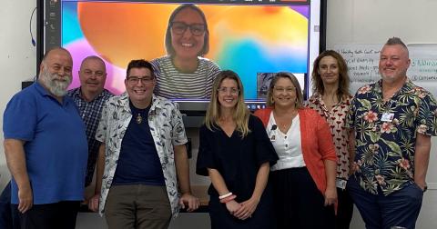 LGBTIQ+ Working Group members, from left, Victor Tawil, Gerald May, Brad Bower, Jenna Monro-Argent (on screen), Lauren Hogarth, Bronwen Melchior, Paula Sheehan, Andrew Buggie.  Absent: Dee Robinson, Jen Cant, Mossy Cluney, Chris Cormack, Melissa Ingram, Sharyn Marshall